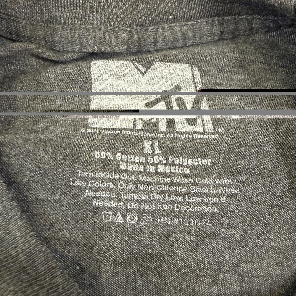 MTV Long Sleeve Dark Gray Graphic T-Shirt Tie Dye Logo Men's Size XL 80's 90's - Picture 9 of 14